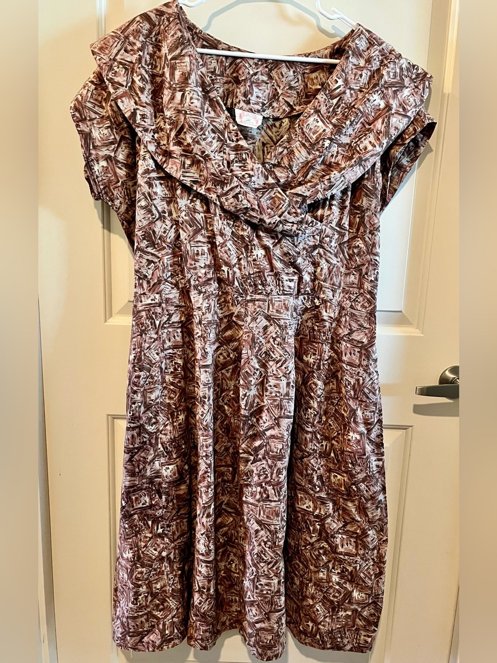 Vintage Wartime Cotton Day Dress, Mode ‘O Day Patterned Dress XL XXL